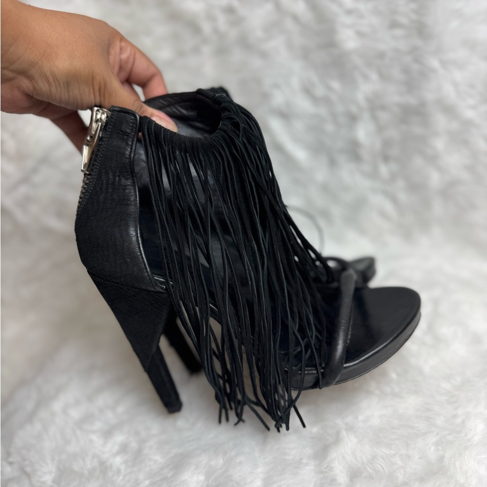 Alexander Wang Black Suede Fringe D'Orsay Heel - Picture 6 of 12